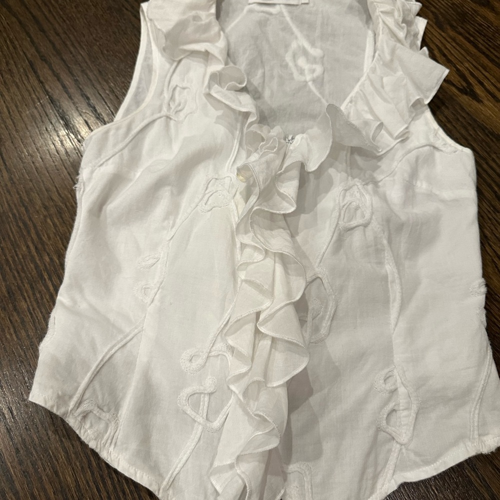Anne Fontaine Ivory Ruffled Top